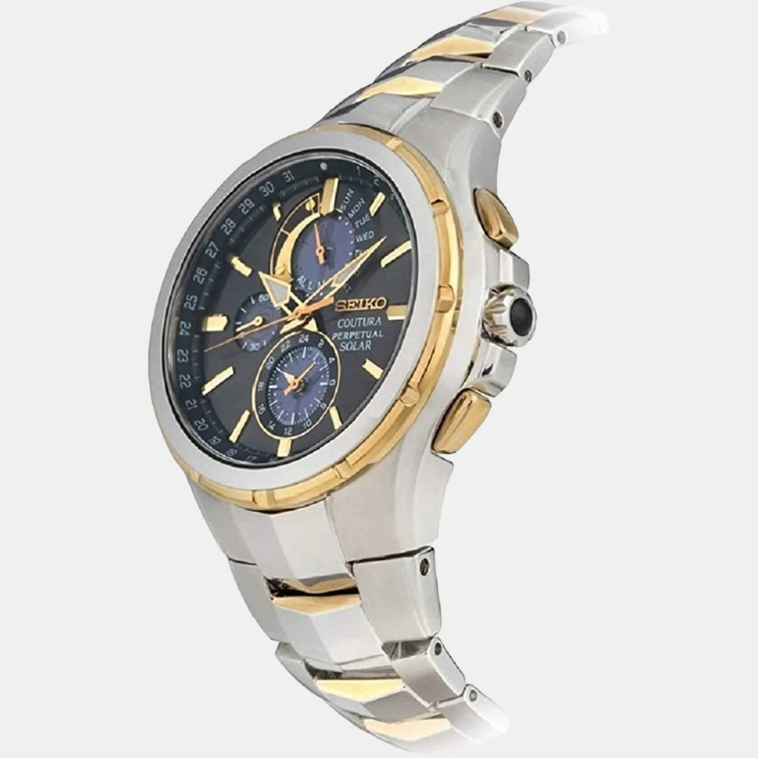 SEIKO COUTURA PERPETUAL SOLAR CHRONOGRAPH WATCH – 44MM BLACK DIAL SAPPHIRE CRYSTAL TWO-TONE GOLD STEEL BRACELET