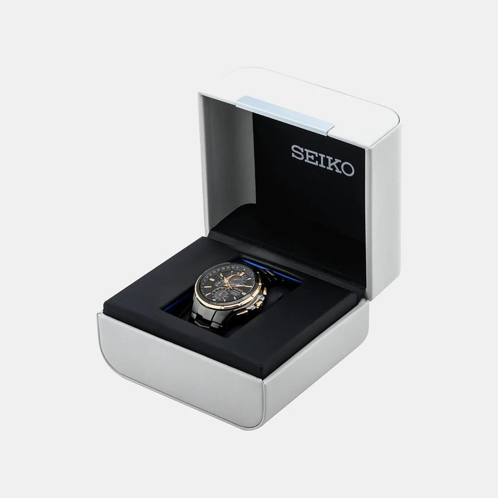 SEIKO COUTURA PERPETUAL SOLAR CHRONOGRAPH WATCH – 44MM BLACK DIAL DIAMOND MARKERS SAPPHIRE CRYSTAL BLACK PVD STEEL BRACELET