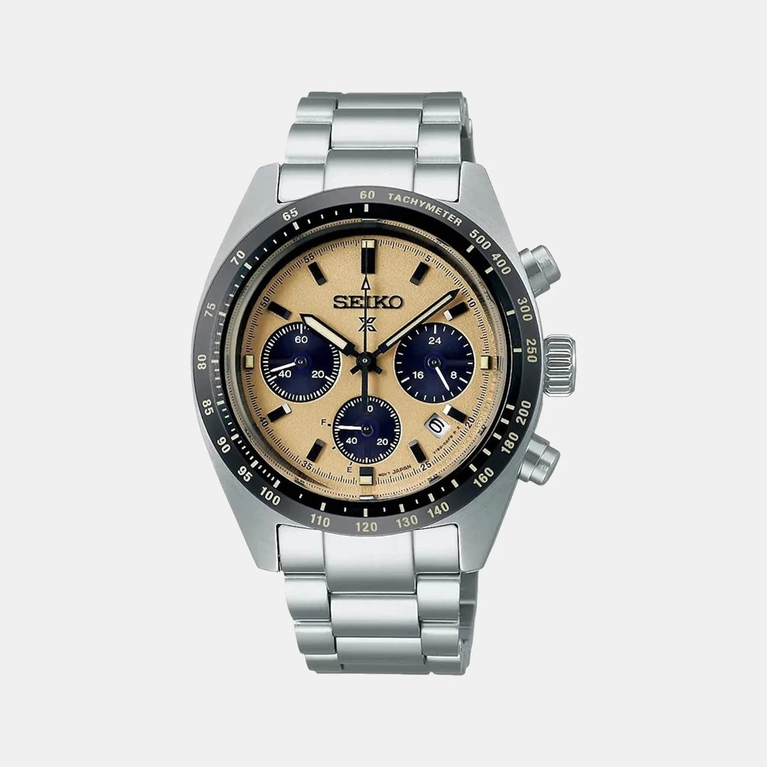 SEIKO PROSPEX SPEEDTIMER 1969 HERITAGE SOLAR CHRONOGRAPH WATCH – 39MM CREAM DIAL SAPPHIRE CRYSTAL STEEL BRACELET