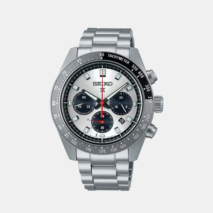SEIKO PROSPEX SPEEDTIMER GO LARGE SOLAR CHRONOGRAPH WATCH – 41.4MM SILVER WHITE DIAL SAPPHIRE CRYSTAL STEEL BRACELET