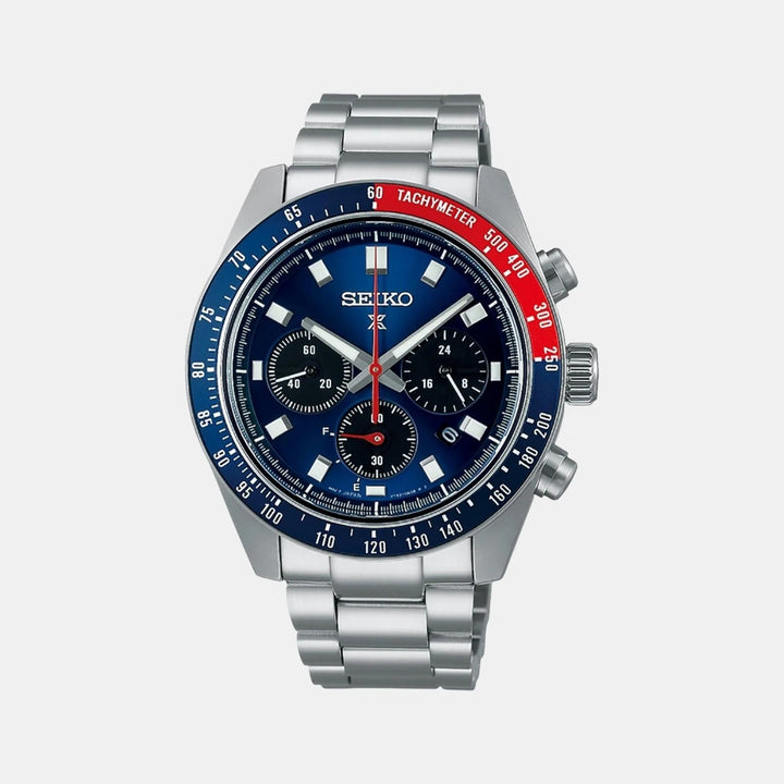 SEIKO PROSPEX SPEEDTIMER GO LARGE SOLAR CHRONOGRAPH WATCH – 41.4MM BLUE DIAL SAPPHIRE CRYSTAL STEEL BRACELET