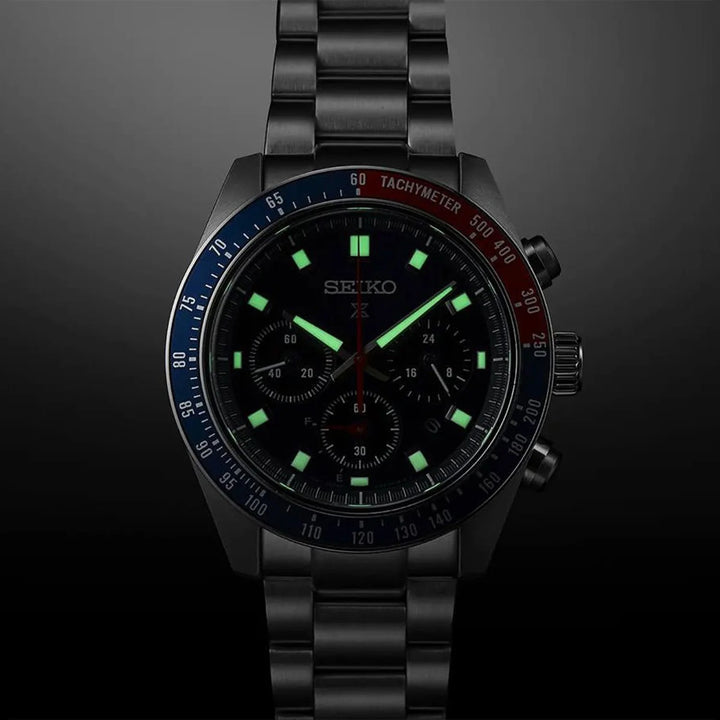 SEIKO PROSPEX SPEEDTIMER GO LARGE SOLAR CHRONOGRAPH WATCH – 41.4MM BLUE DIAL SAPPHIRE CRYSTAL STEEL BRACELET