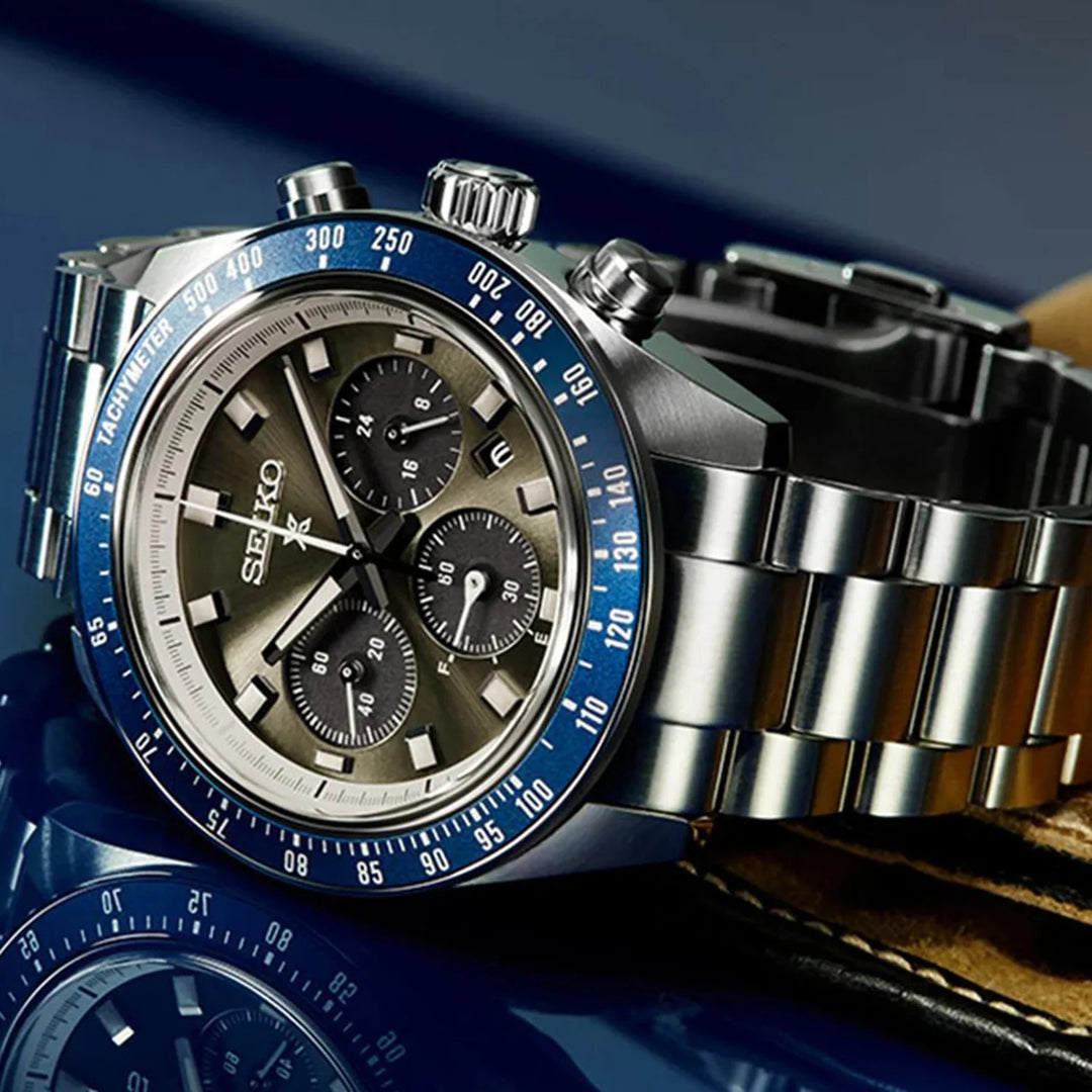 SEIKO PROSPEX SPEEDTIMER GRAND TOURING SOLAR CHRONOGRAPH WATCH – 41.4MM GREY DIAL SAPPHIRE CRYSTAL STEEL BRACELET