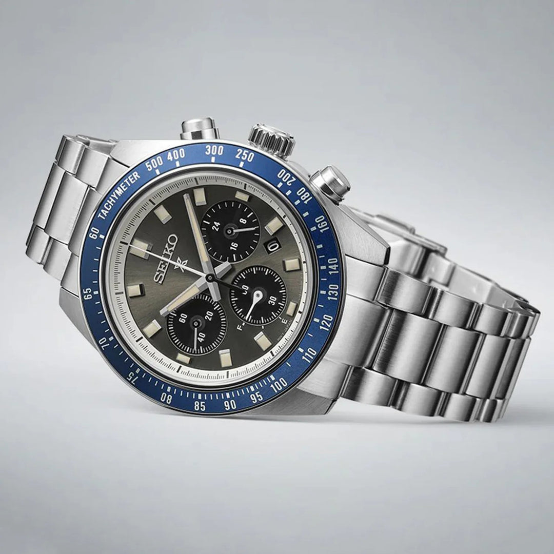 SEIKO PROSPEX SPEEDTIMER GRAND TOURING SOLAR CHRONOGRAPH WATCH – 41.4MM GREY DIAL SAPPHIRE CRYSTAL STEEL BRACELET