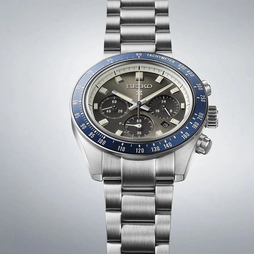 SEIKO PROSPEX SPEEDTIMER GRAND TOURING SOLAR CHRONOGRAPH WATCH – 41.4MM GREY DIAL SAPPHIRE CRYSTAL STEEL BRACELET