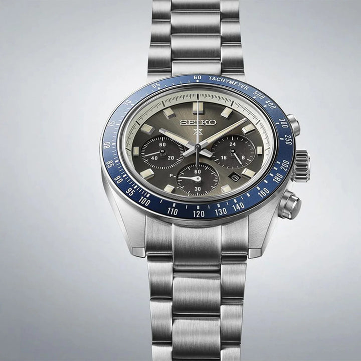 SEIKO PROSPEX SPEEDTIMER GRAND TOURING SOLAR CHRONOGRAPH WATCH – 41.4MM GREY DIAL SAPPHIRE CRYSTAL STEEL BRACELET