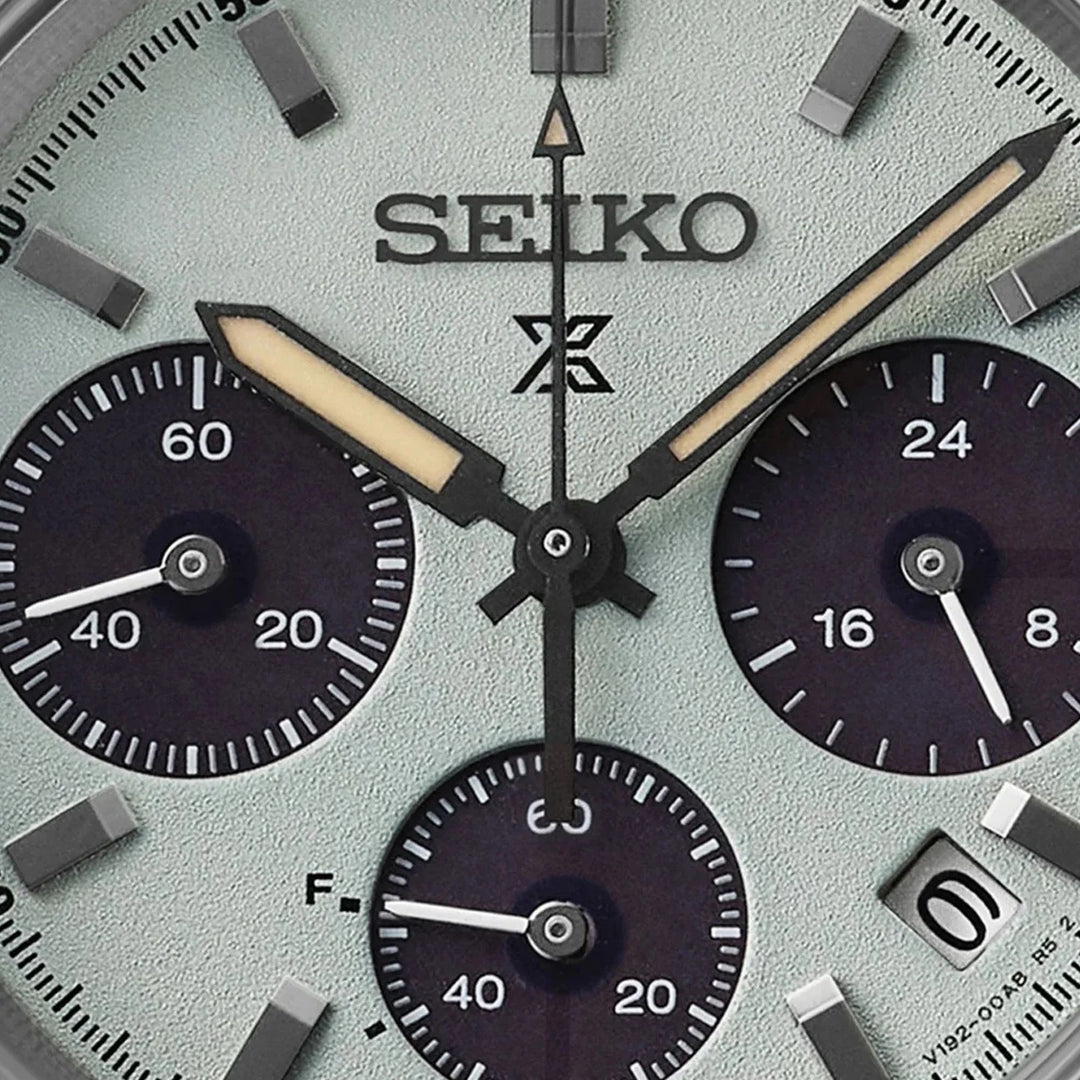 SEIKO PROSPEX SPEEDTIMER YOUNGTIMER SOLAR CHRONOGRAPH WATCH – 39MM MINT GREEN DIAL SAPPHIRE CRYSTAL STEEL BRACELET