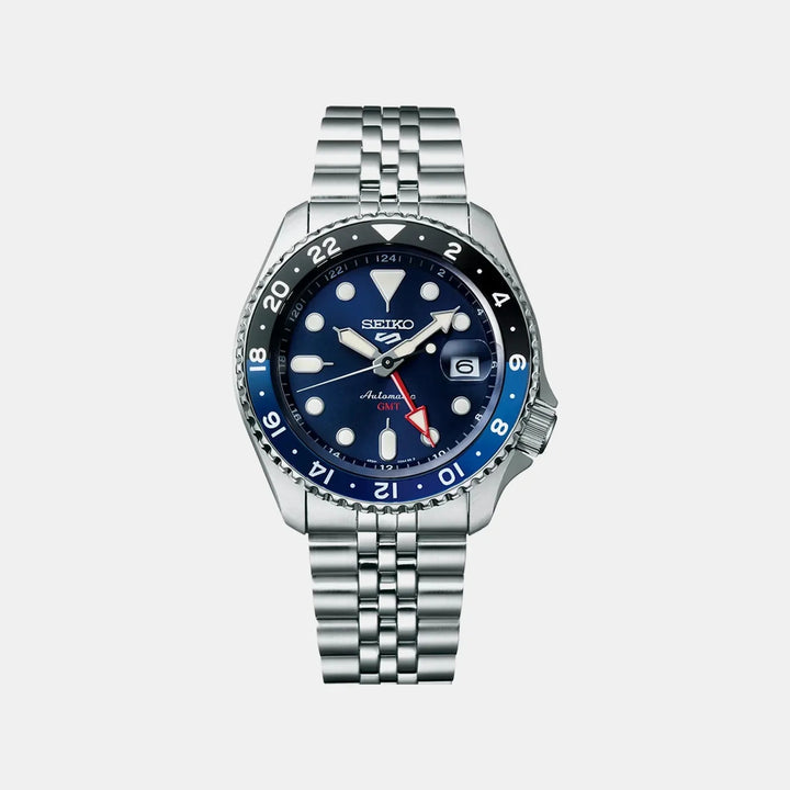 SEIKO 5 SPORTS SKX SPORTS STYLE GMT AUTOMATIC WATCH – 42.5MM BLUE SUNRAY DIAL ROTATING BEZEL JUBILEE BRACELET