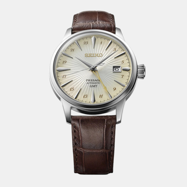 SEIKO PRESAGE COCKTAIL TIME HONEY GMT AUTOMATIC WATCH – 40.5MM HONEY YELLOW GRADIENT DIAL BOX CRYSTAL STEEL BRACELET
