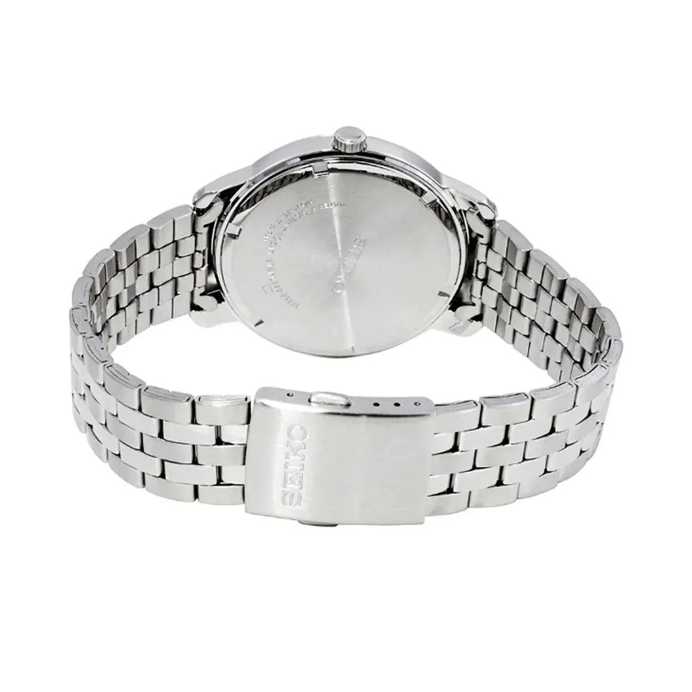 SEIKO NEO CLASSIC QUARTZ WATCH – 41MM SILVER WHITE DIAL APPLIED INDICES STEEL BRACELET