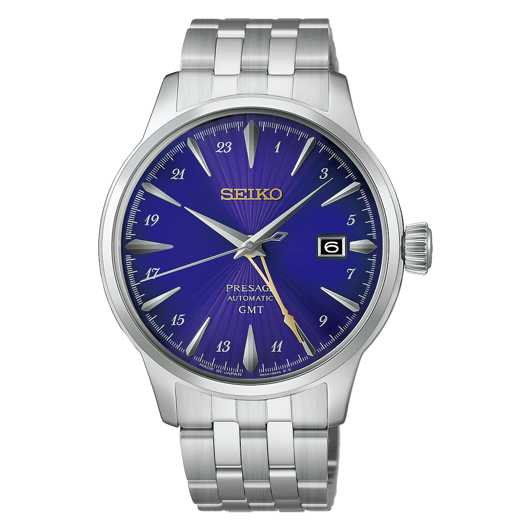 Seiko Presage Watch HCB006J1 for Men – Analog (GMT) Leather