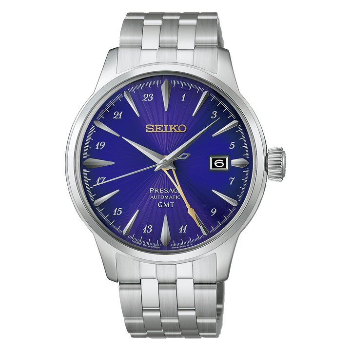 Seiko Presage Watch HCB006J1 for Men – Analog (GMT) Leather
