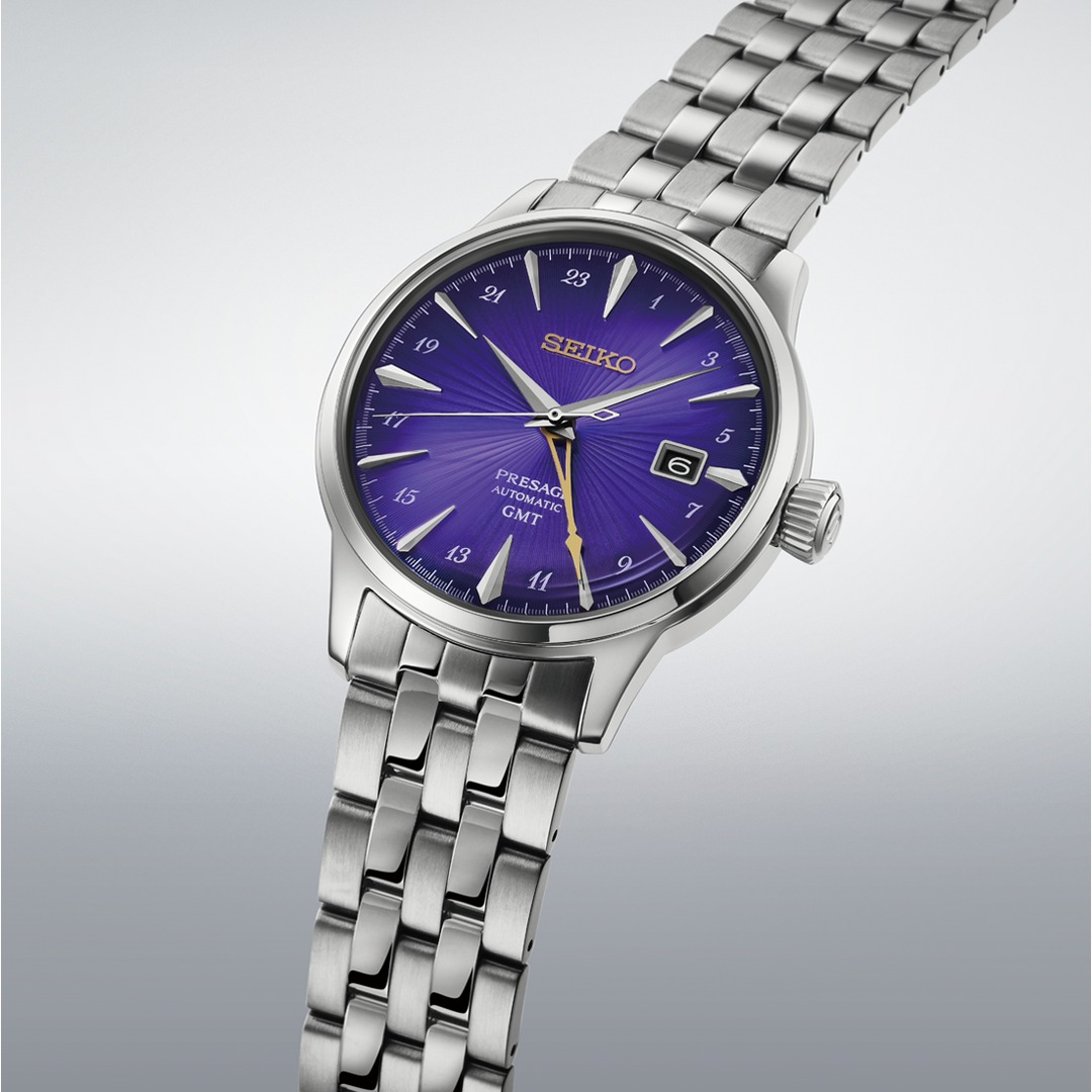 Seiko Presage Watch HCB006J1 for Men – Analog (GMT) Leather