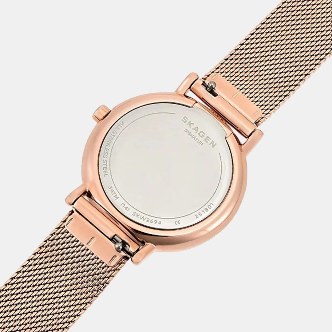 Skagen SKW2694 Signatur Lille Slim Rose Gold-Tone Steel Mesh Women&