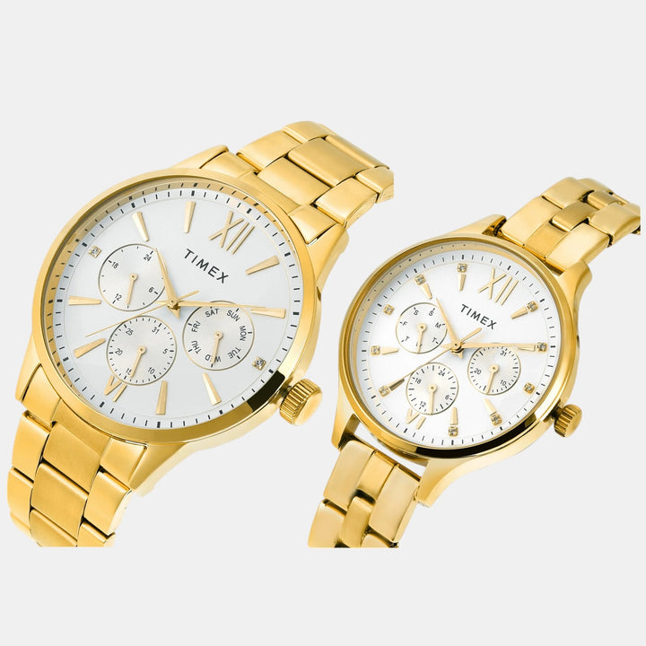 Timex Trendline Pairs Unisex Watch – Silver White Sunray Dial, Silver-Tone Stainless Steel Bracelet, 38 mm TW00PR303