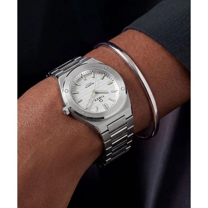 Timex Q Timex Marbella 34mm Silver Dial Steel Bracelet Women&
