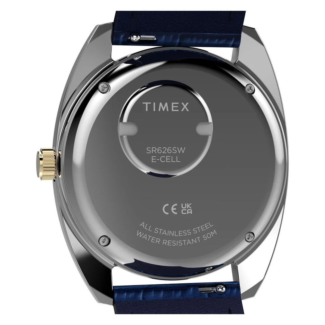 Timex Q Timex 1976 37mm Blue Fumé Dial Blue Leather Men&