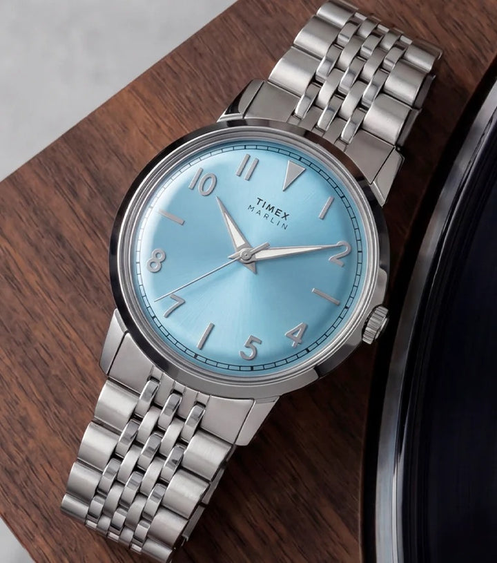 Timex Marlin 34mm Ice Blue Sunray Dial Steel Bracelet Unisex Watch TW6A03800UJ