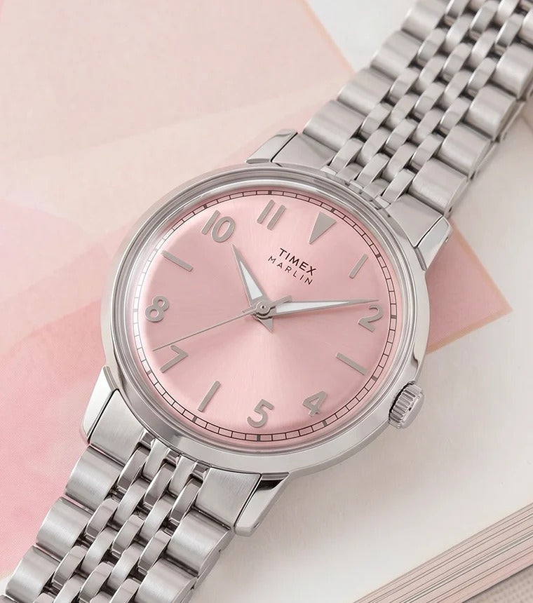 Timex Marlin 34mm Pink Sunray Dial Steel Bracelet Unisex Watch TW6A03900UJ