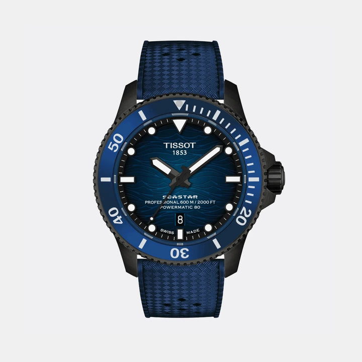 Tissot Seastar 2000 Professional 44mm Blue Dial Rubber Strap Men&