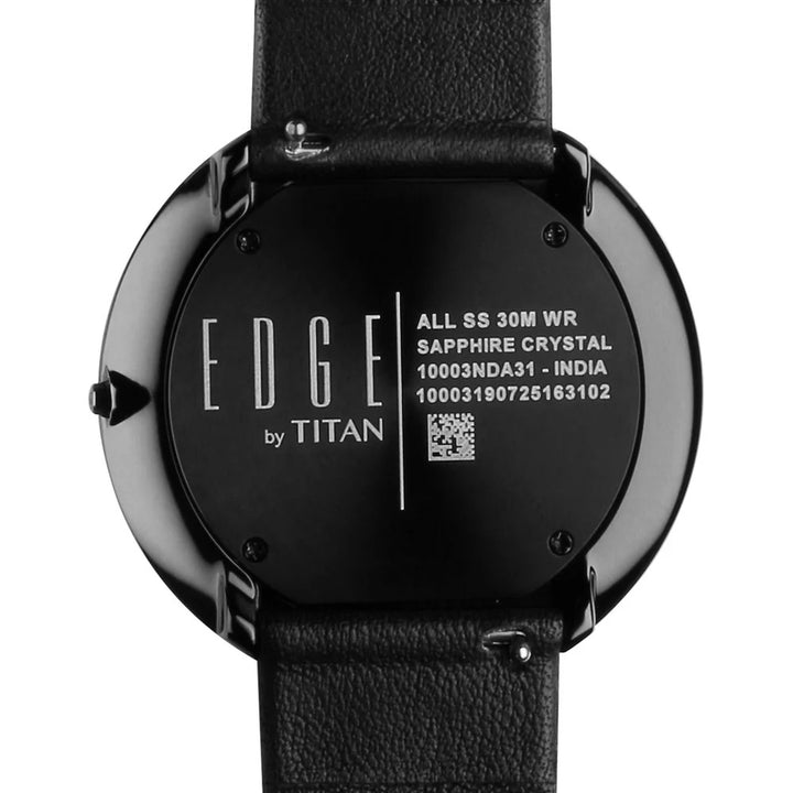 Titan Edge Ultra Slim 40.5mm Black Dial Sapphire Crystal Leather Strap Men&