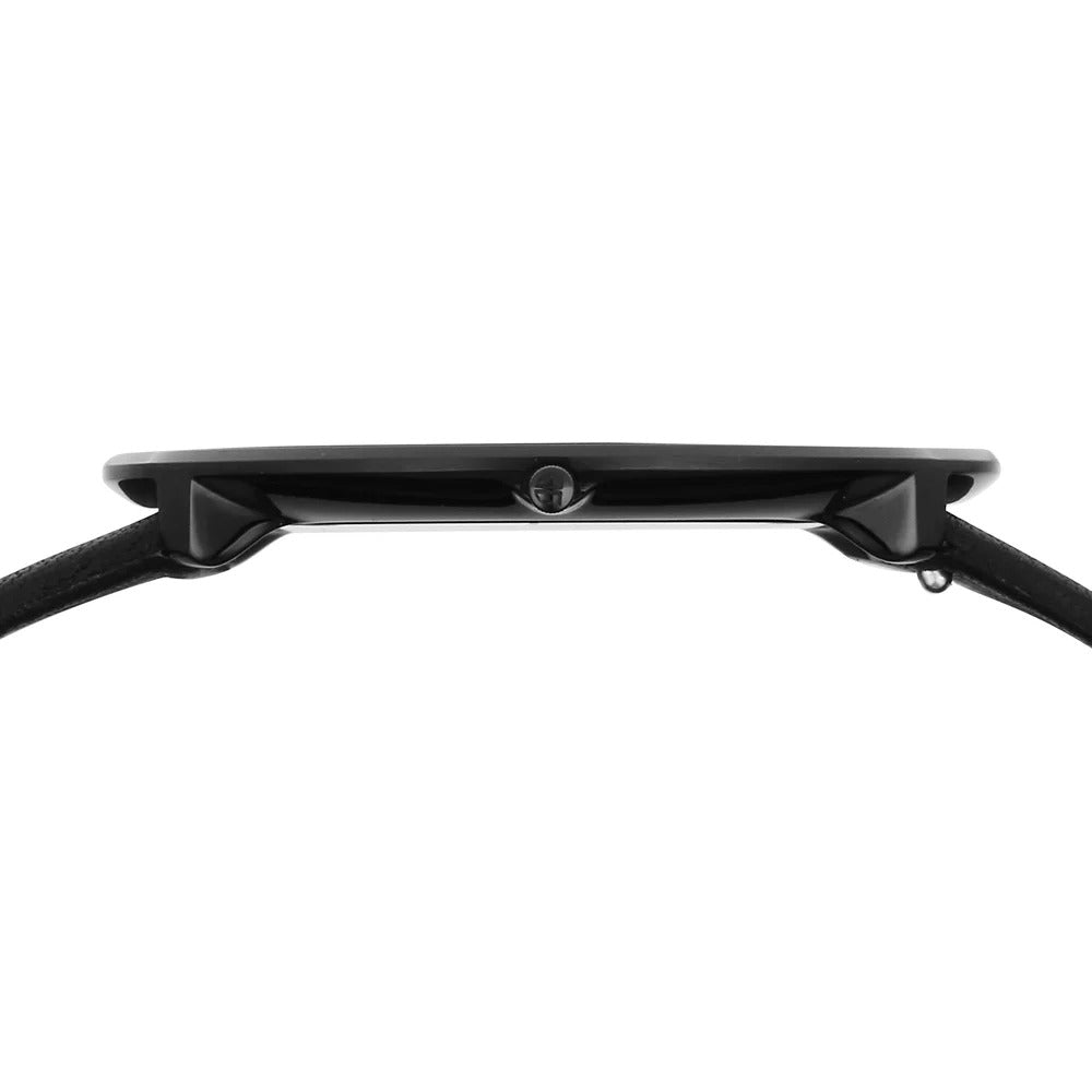 Titan Edge Ultra Slim 40.5mm Black Dial Sapphire Crystal Leather Strap Men&