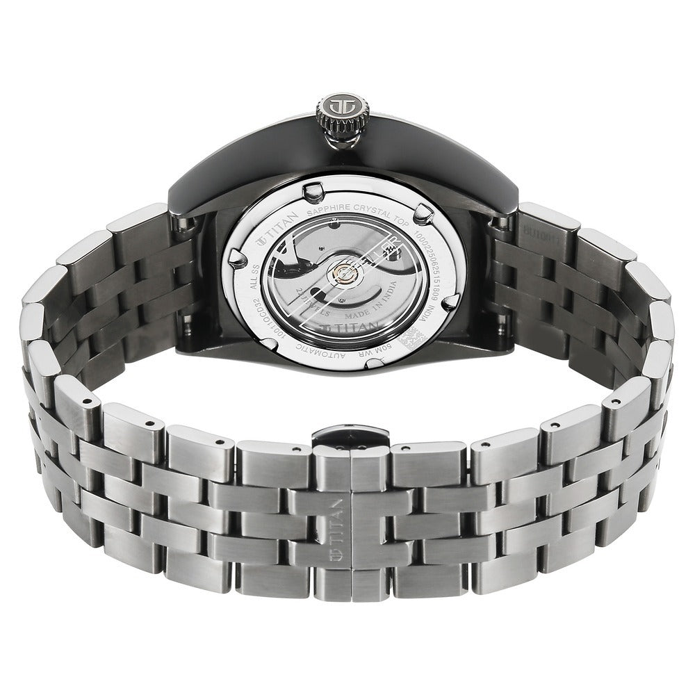 Titan Stellar Cupola Skeleton Automatic 45.5mm Silver Open-Heart Dial Sapphire Crystal Gunmetal Bracelet Men&