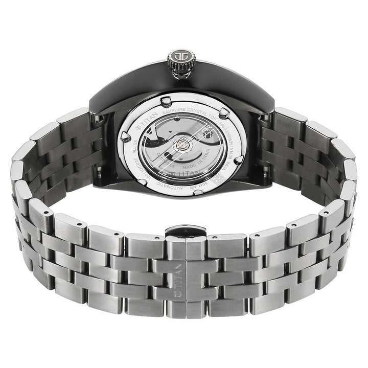 Titan Stellar Cupola Skeleton Automatic 45.5mm Silver Open-Heart Dial Sapphire Crystal Gunmetal Bracelet Men&