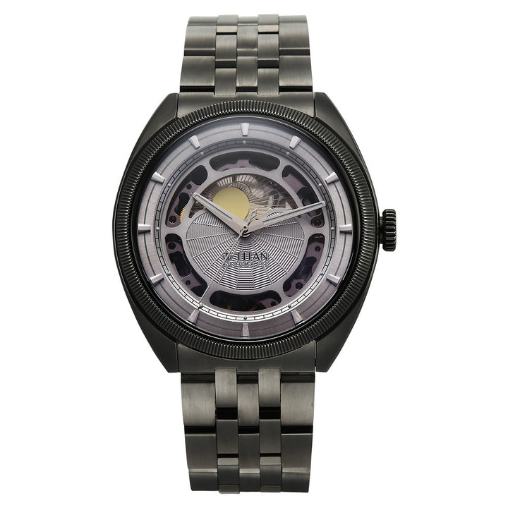 Titan Stellar Cupola Skeleton Automatic 45.5mm Silver Open-Heart Dial Sapphire Crystal Gunmetal Bracelet Men&