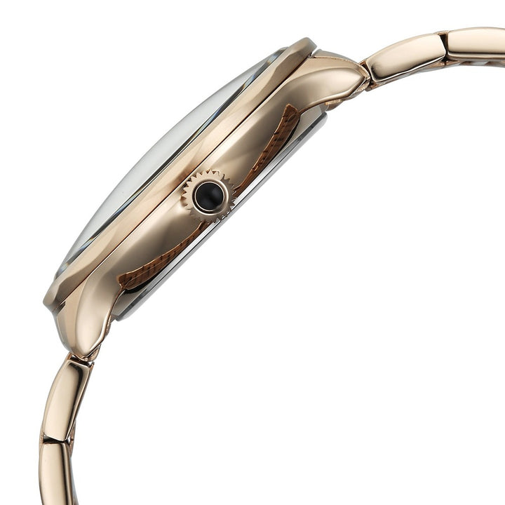 Titan Stellar Caelum 43mm Black Dial Sun-Moon Phase Rose Gold Stainless Steel Bracelet Men&