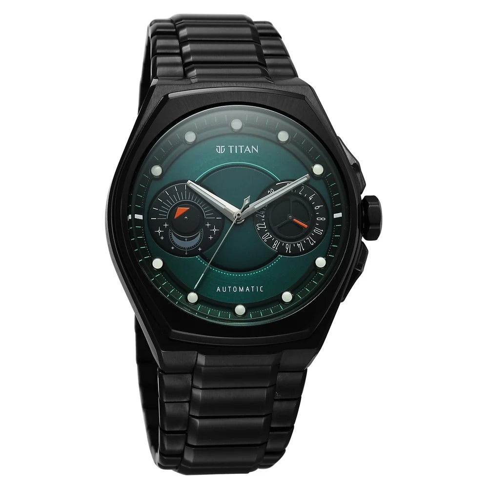 Titan Stellar Aurora Caelum Automatic 49.6mm Green Dial Sun-Moon Phase Sapphire Crystal Grade 5 Titanium Bracelet Men&