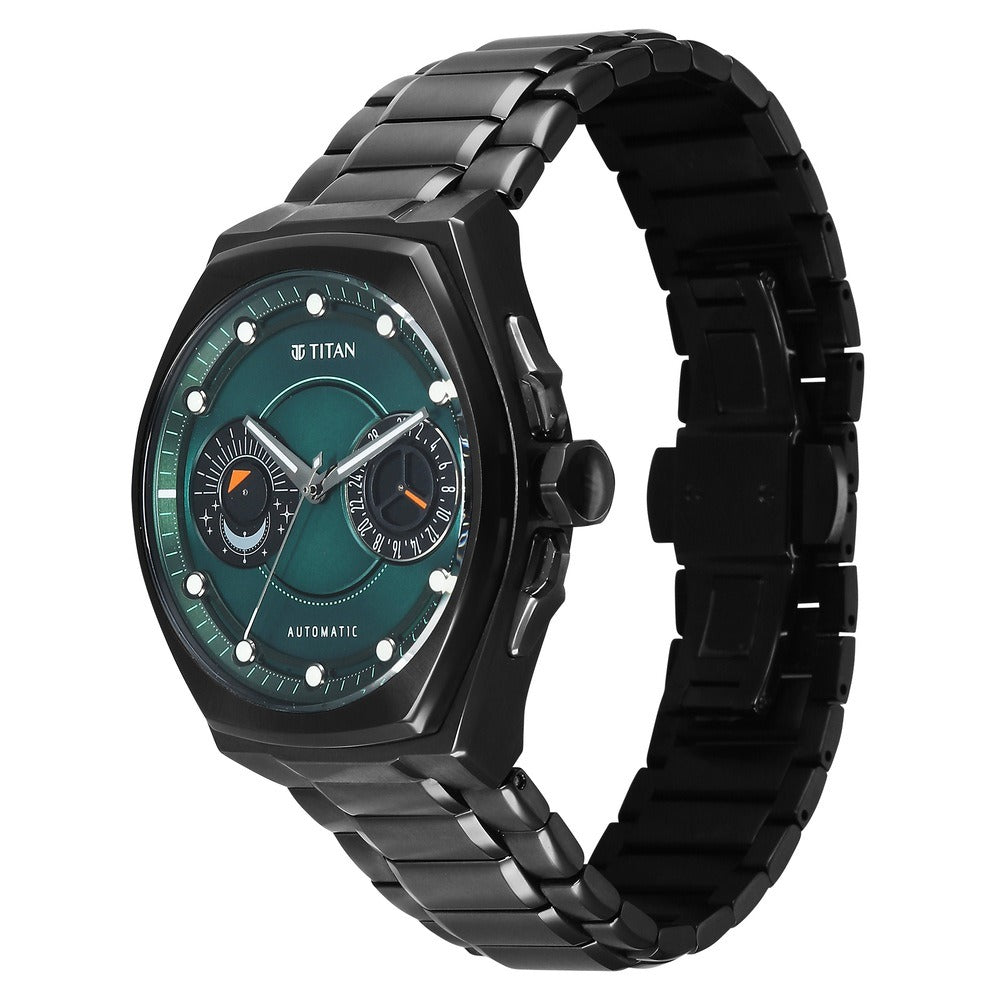 Titan Stellar Aurora Caelum Automatic 49.6mm Green Dial Sun-Moon Phase Sapphire Crystal Grade 5 Titanium Bracelet Men&