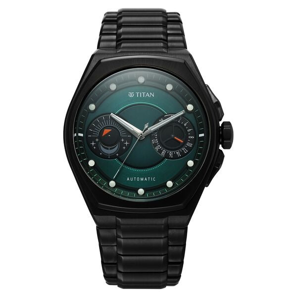 Titan Stellar Aurora Caelum Automatic 49.6mm Green Dial Sun-Moon Phase Sapphire Crystal Grade 5 Titanium Bracelet Men&