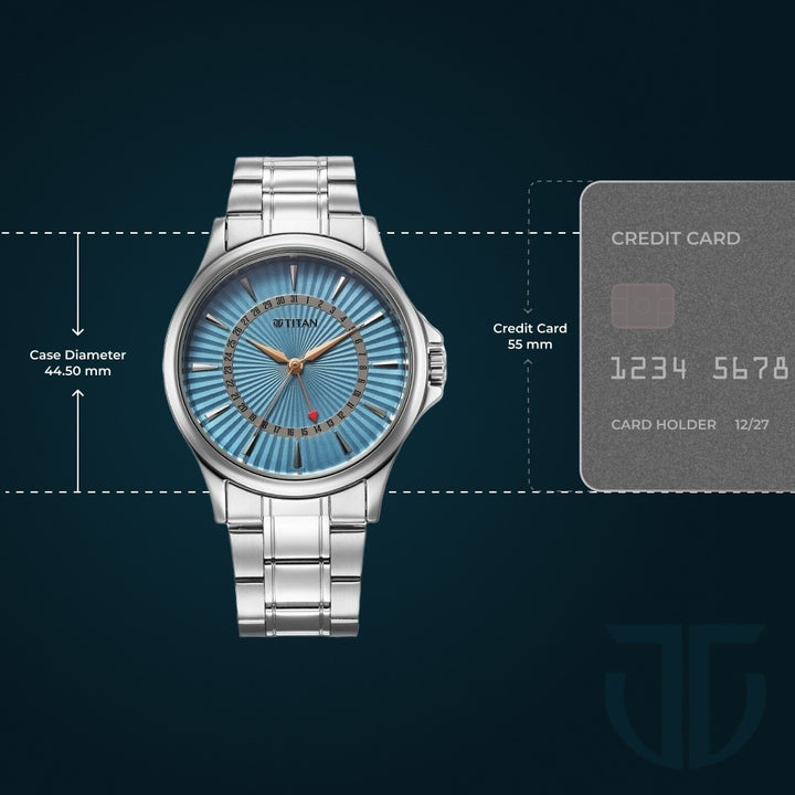 Titan Karishma 49mm Blue Dial Date Stainless Steel Bracelet Men&