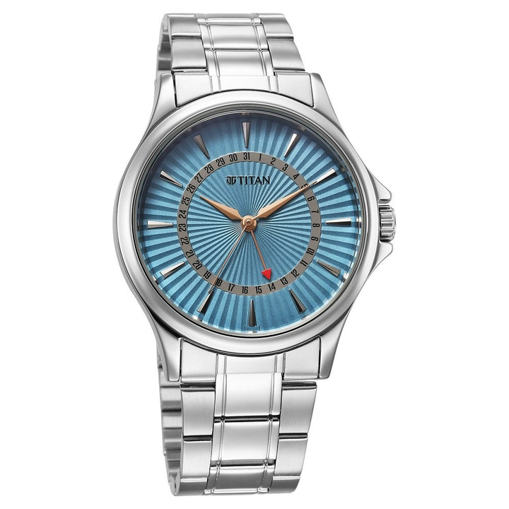 Titan Karishma 49mm Blue Dial Date Stainless Steel Bracelet Men&