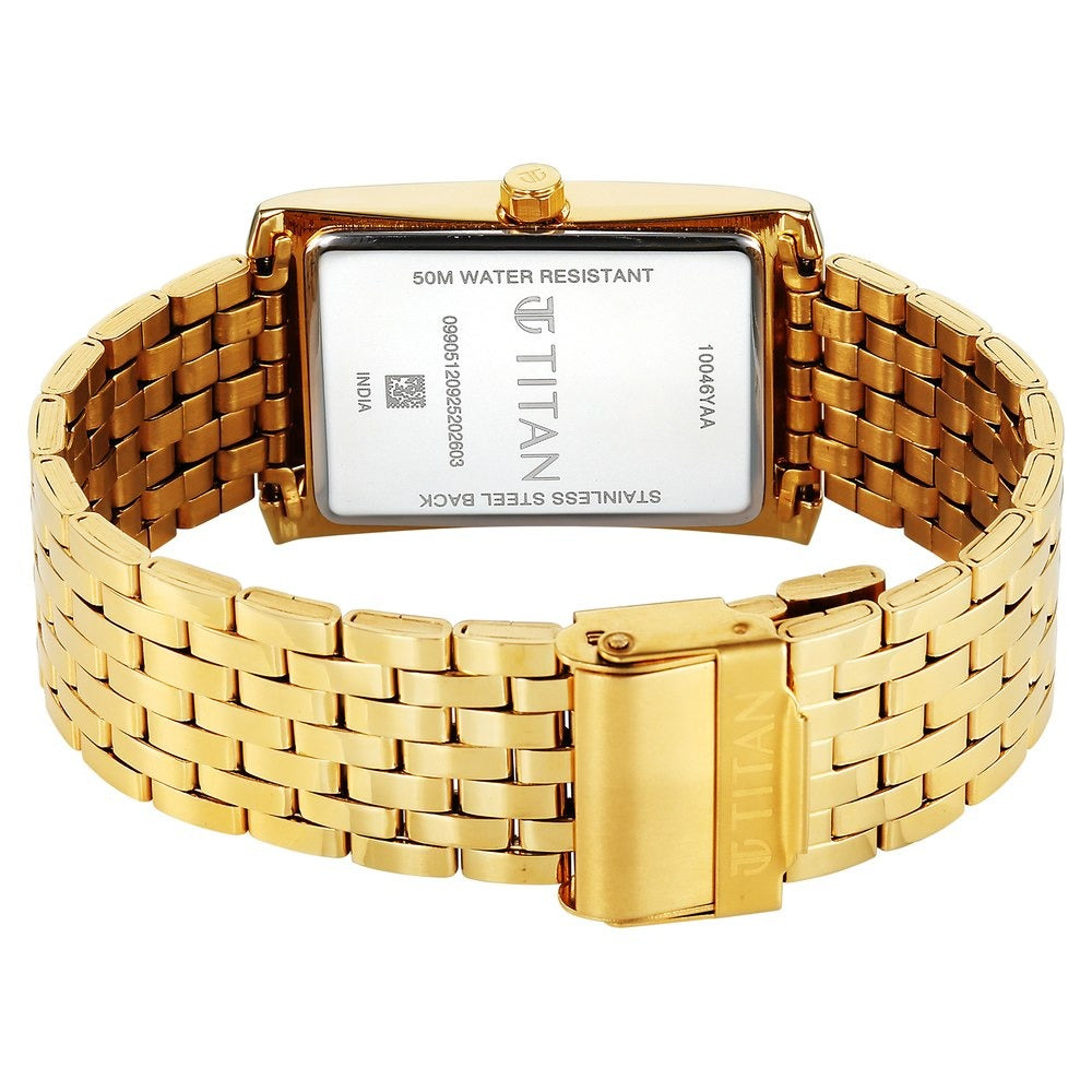 Titan Regalia Allure 40mm Green Roman Numeral Dial Date Yellow Gold Stainless Steel Bracelet Men&