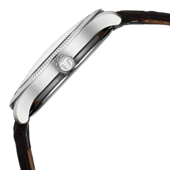 Titan Stellar Dual Moonphase 43mm Silver Dial Mineral Crystal Leather Strap Men&