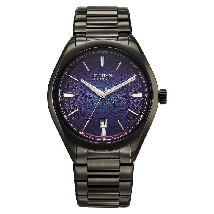 Titan Stellar Starlight Automatic 41.8mm Violet Dial Gunmetal Stainless Steel Bracelet Men&
