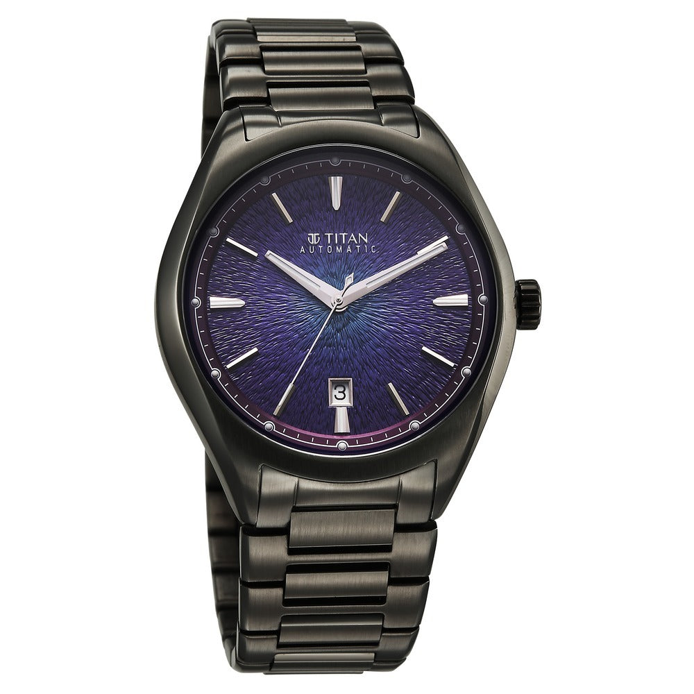 Titan Stellar Starlight Automatic 41.8mm Violet Dial Gunmetal Stainless Steel Bracelet Men&