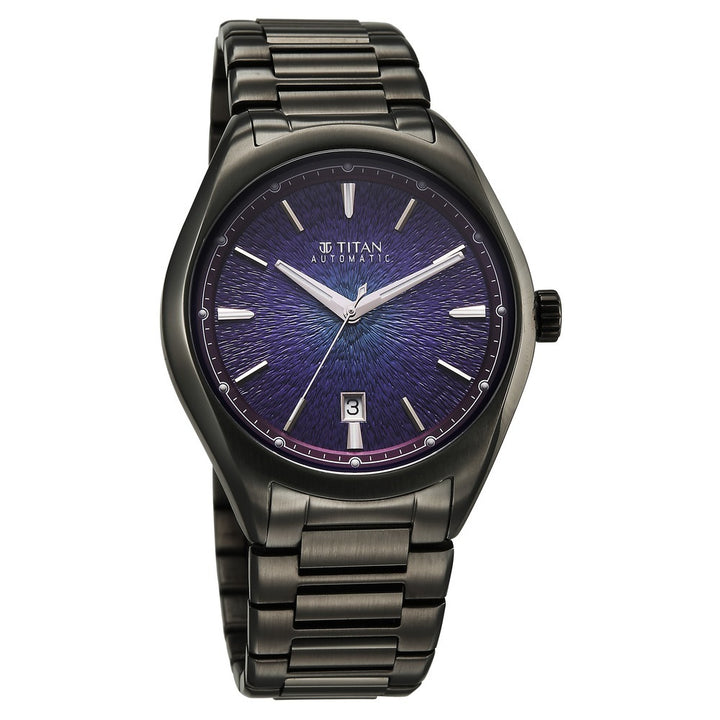 Titan Stellar Starlight Automatic 41.8mm Violet Dial Gunmetal Stainless Steel Bracelet Men&