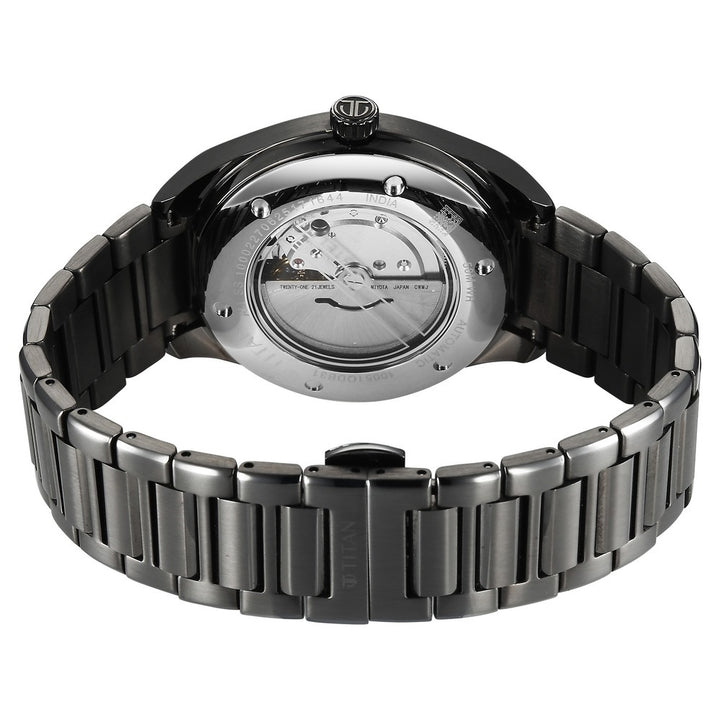 Titan Stellar Starlight Automatic 41.8mm Violet Dial Gunmetal Stainless Steel Bracelet Men&