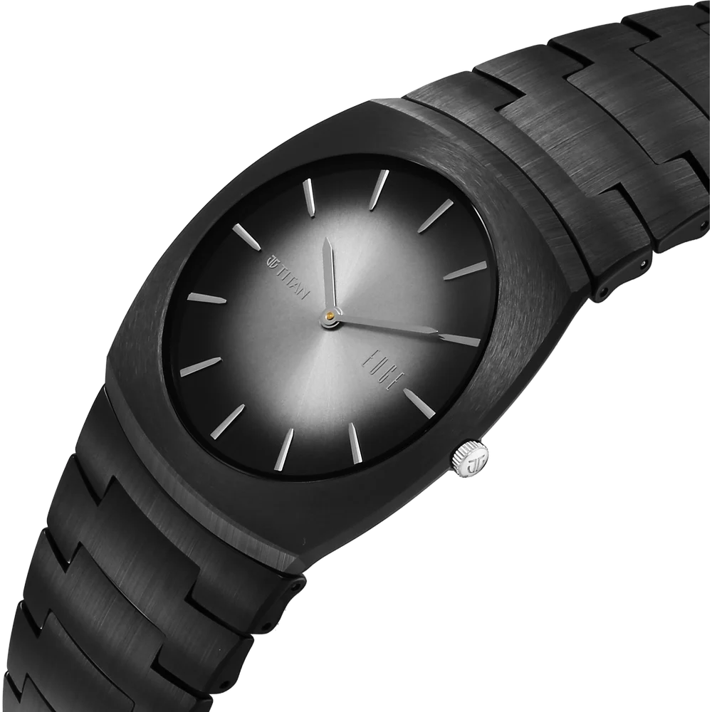 Titan Edge Fumage 39mm Black Handcrafted Dial Sapphire Crystal Ceramic Bracelet Men&