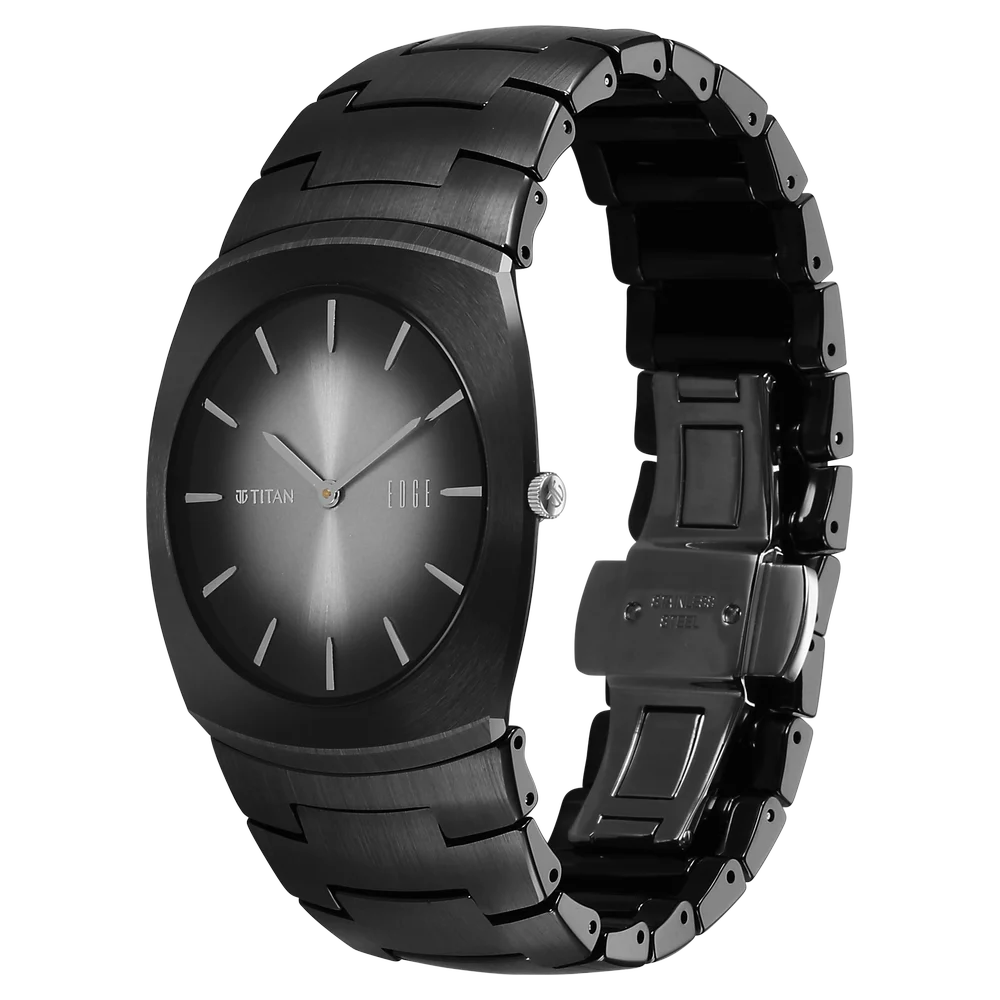 Titan Edge Fumage 39mm Black Handcrafted Dial Sapphire Crystal Ceramic Bracelet Men&