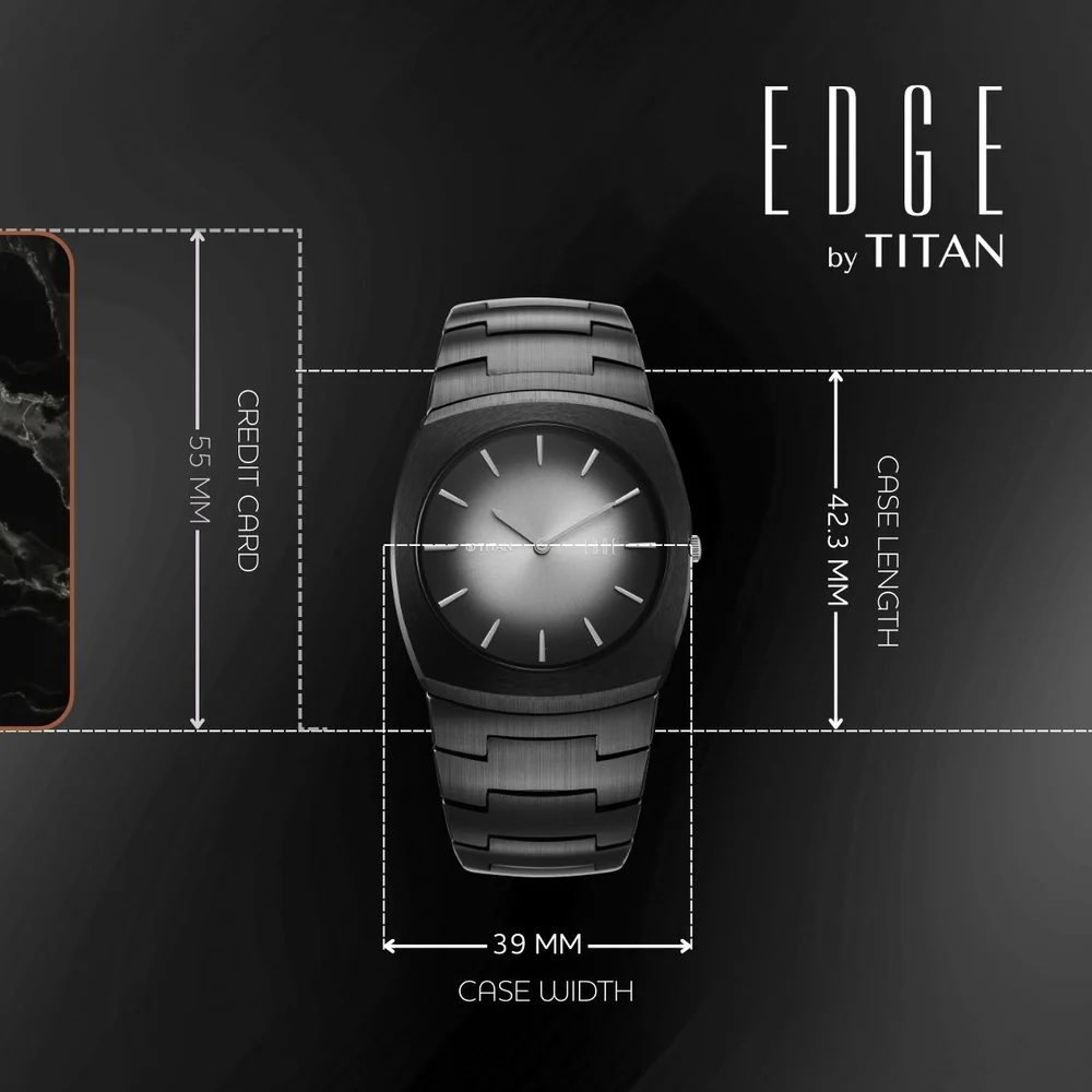 Titan Edge Fumage 39mm Black Handcrafted Dial Sapphire Crystal Ceramic Bracelet Men&