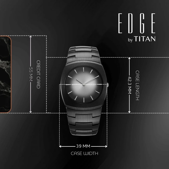 Titan Edge Fumage 39mm Black Handcrafted Dial Sapphire Crystal Ceramic Bracelet Men&