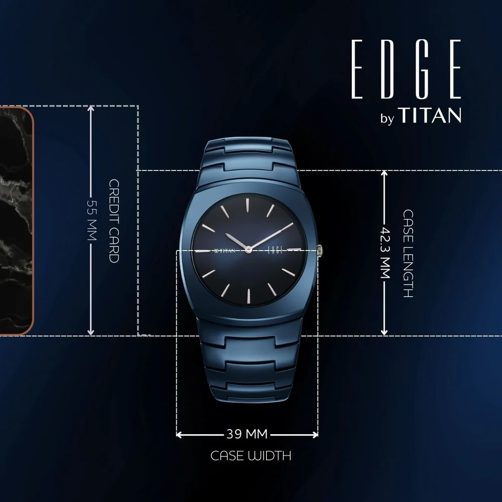 Titan Edge Fumage 39mm Blue Handcrafted Dial Sapphire Crystal Blue Ceramic Bracelet Men&