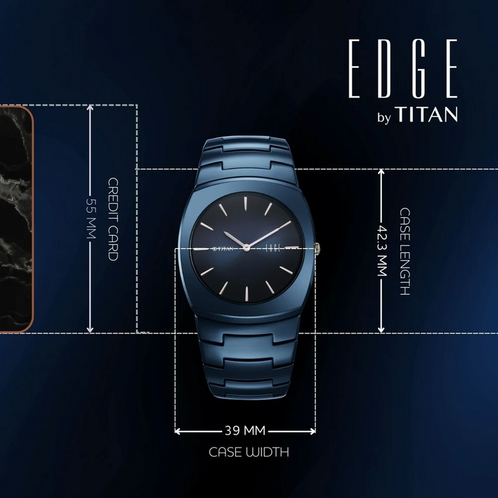 Titan Edge Fumage 39mm Blue Handcrafted Dial Sapphire Crystal Blue Ceramic Bracelet Men&