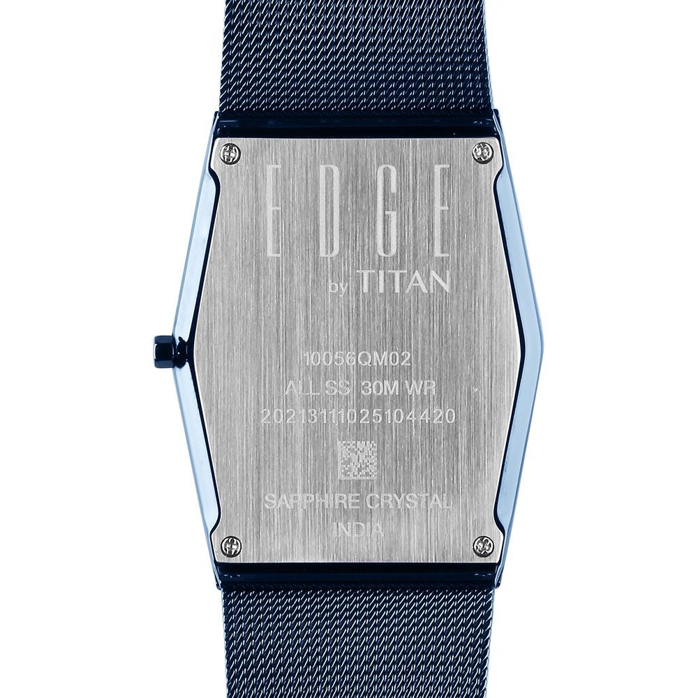Titan Edge Whimsey 40mm Blue Dial Sapphire Crystal Tonneau Blue Stainless Steel Bracelet Men&