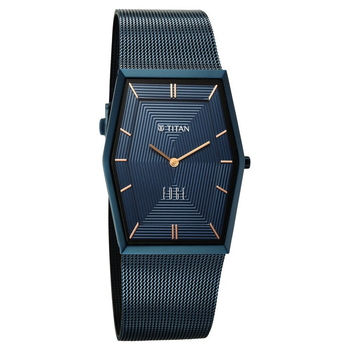 Titan Edge Whimsey 40mm Blue Dial Sapphire Crystal Tonneau Blue Stainless Steel Bracelet Men&