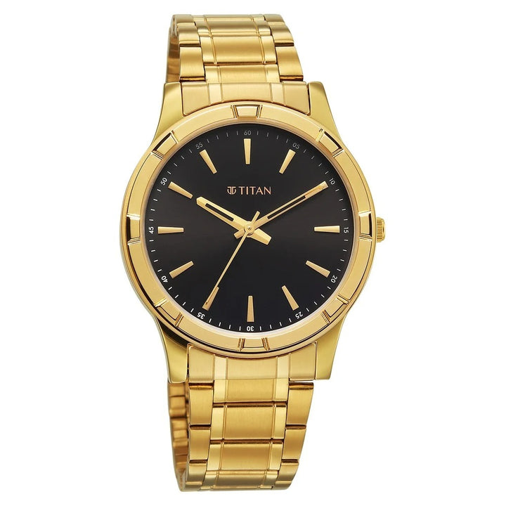 Titan Karishma 40.5mm Black Dial Gold Stainless Steel Bracelet Men&